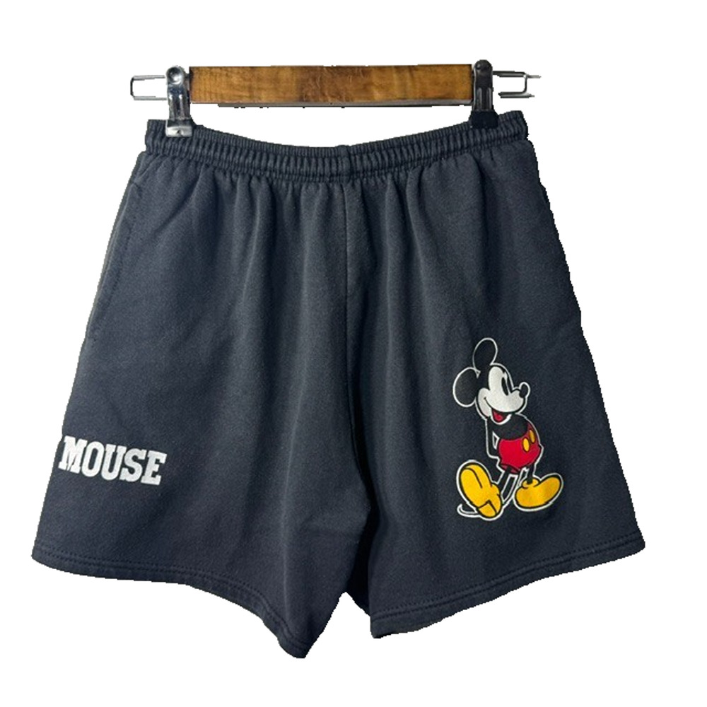 Vintage Disney Mickey Mouse Shorts Made USA Black Graphic Sweat Shorts Adult Uni